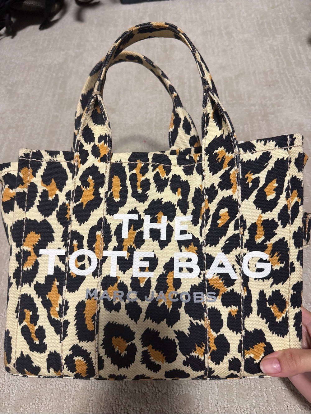 Marc Jacobs Leopard Print Canvas Mini Traveler Tote in Black, Tan, Cream